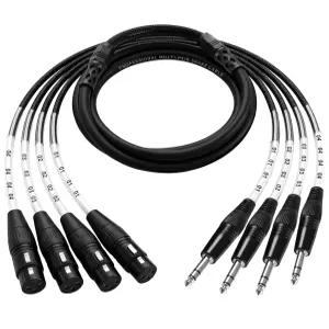 Jamesin 4채널 1/4인치 TRS to XLR 암컷 차폐 오디오 케이블 6피트 6.35mm 잭 스테레오 밸런스 라인 스피커