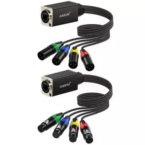 AIMDM XLR 스네이크 to RJ45 4채널 브레이크아웃 박스 세트 오디오 Over Ethernet Ethercon 호환 무대