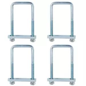 YMDGGDCH 4개 세트 정사각형 U-볼트 1/2인치 x 3인치 너비 7인치 길이 아연도금 강철 프레임 플레이트 너트