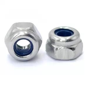 100개입 M3x 0.5mm 나일론 인서트 육각 락 너트 304 스테인리스 스틸 실버 톤
