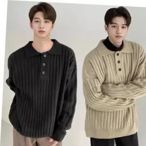 남성 2컬러 모던 데이트룩 가을 겨울 골지 니트티셔츠