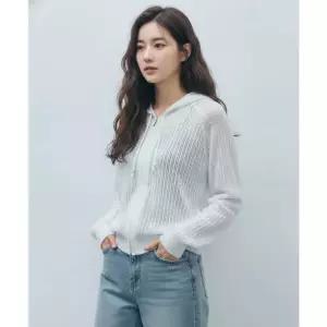 MONGDOL 크로쉐 니트 후드 집업 아이보리 MDCD040IVORY