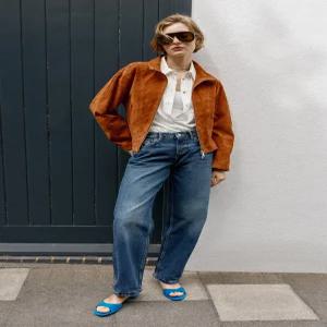 ZARA 100% 가죽 하이넥 재킷 - 오렌지 3046/260/615