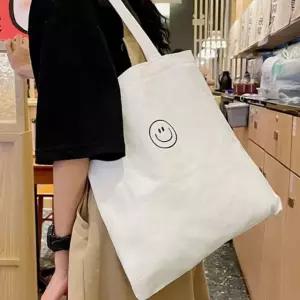 데일리 학생 캔버스 에코백 숄더백 화이트 가방