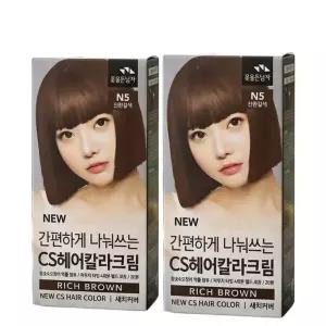 꽃을든남자 뉴 간편하게 나눠쓰는 씨에스 헤어칼라크림 N5 진한갈색 2개 셀프 염색약