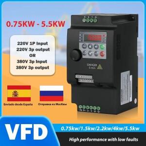 0.75KW/1.5KW/2.2KW/4KW/5.5KW 단상/3상 VFD 380V 220V 모터 속도 제어용 가변 주파수 인버터