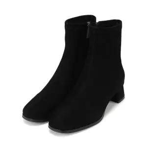 [본사운영] 바바라 양가죽 스웨이드 여성 스판부츠 4cm_BBI858BK