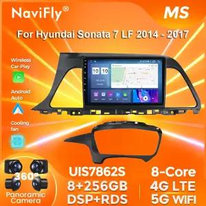 NaviFly 자동차 지능형 시스템 모던 소나타 7 LF 2014-2017 안드로이드 12 올인원 8  256G 1280x720 카플레