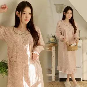 코지이지 CG7288 순면 카델플라워긴팔원피스 여성잠옷파자마