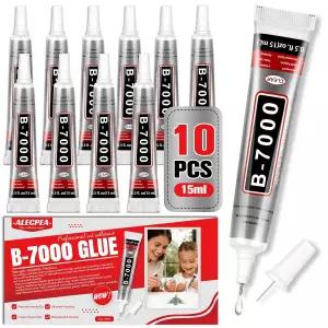 정밀 팁이 포함된 B-7000 클리어 15ml 10팩 다기능 공예 보석 제작용 방수 라인스톤 비즈블링 신발 패브릭