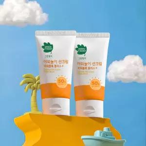 [1+1] 그린핑거 야외놀이 파워블록 무기자차 선크림 50 SPF 80ml / 촉촉한, 순한, 어린이, 키즈, 유아, 데