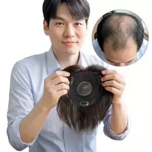 고운머리 인모 가운데 불파트 정수리 엠자 탈모 새치 커버 남자 셀프 맞춤 가발
