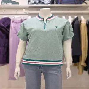 크로커다일레이디 배색 라인 반집업 티셔츠 CLFMTS207 610490