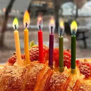 무지개초 12개입 초 불꽃 생일 케이크 파티초