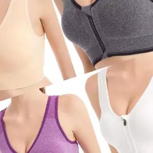 S-5XL [가슴패드추가증정] 빅사이즈 앞지퍼스포츠브라 하이서포트 노와이어 브라렛 심리스 브래지어 홈트