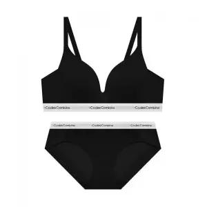 CODES COMBINE INNERWEAR 쉘론 트라이앵글 퓨징 노와이어 브라 햄팬티 세트_블랙 2383811