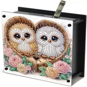 TDFERAN 다이아몬드 아트 키트 돼지 저금통 14x13cm 숫자 따라 그리기 미니 ATM 동전 저금 상자 머니 자 캔