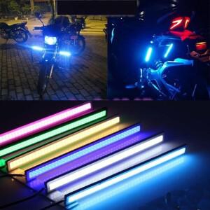 LED COB 라이트 바  차량 장식 램프  바이크 오토바이 테일 스트립  12V DRL  자동 주간 주행등  화이트 색