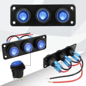 1-6 갱 로커 스위치 패널 12V 방수 온오프 토글 블루 LED 라이트 자동차 보트 트럭 차량용