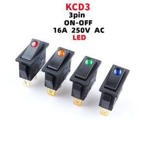 LED 로커 버튼 스위치  KCD3 ON-OFF 2 단 기어 미니 소형 고양이 눈  AC 16A  250V 구리 피트  실버 접점