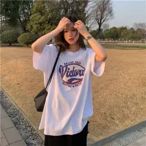레트로 레터링 박스 반팔티 빅사이즈 루즈핏 캐주얼 스트릿웨어(SS-251)