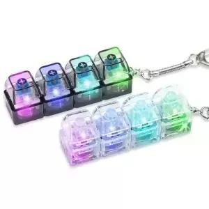 1PC 4키 발광 키보드 키체인 선물 스트레스 해소 피젯 LED 감압 백팩 펜던트 열쇠고리