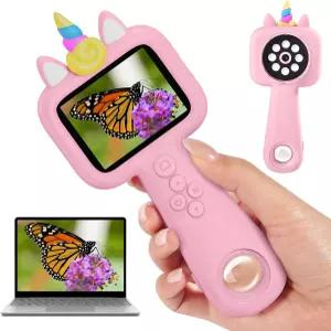 Vivid Glass 2.4인치 스크린 용 마이크로스코프 4K 휴대용 디지털 현미경 2-in-1 사진/비디오 촬영 8개 LED