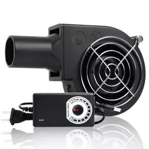 KUNRISE BBQ 97mm 블로어 팬 고유량 110V 120V 가변 속도 원심 캠핑용 AC 플러그 포함 점화 야외 요리