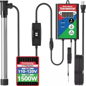 온수 욕조 및 배스 1500W 침지식 온수기 온도조절기 GFCI 포함 LCD 디스플레이가 장착된 티타늄 히터봉