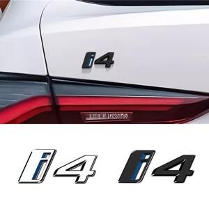 자동차 스티커 3D ABS 소재 문자 BMW 호환 호환 i4 블랙 실버 용 뒷 트렁크 엠블럼 테일 게이트 트렁크 데
