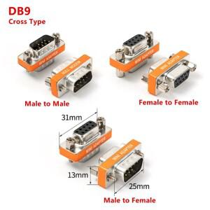 미니 소형 널 모뎀 DB9 9핀 암수 플러그 어댑터 젠더 체인저 크로스 암-암/수-수 RS232 시리얼 커넥터