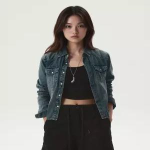 후아유 WHYJG4931F 여성 트러커자켓 청 Western Point Denim Jacket F 5302784