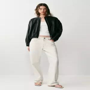 ZARA 벌룬 페이크 레더 봄버 재킷 - 블랙 3046/045/800