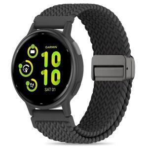 FOLAVII 20MM 자석 브레이드 나일론 밴드는 GARMIN VIVOACTIVE 6 / 5 3 MUSIC WATCH 밴드와 호환되며 VENU SQ 2 FORERUNNER 55 165 245 645용 퀵 릴리스 신축성 스트랩 교체용입니다