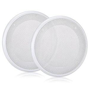 FACMOGU 2PCS 8인치 화이트 천장 스피커 커버 표면 장착 그릴 | 홈시어터 및 카 오디오 우퍼용 마운팅 스크류가 있는 범용 스틸 메쉬 그릴 장식용 원형