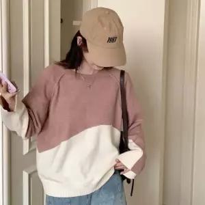 니트티 스웨터 티셔츠 나그랑 여성 배색 루즈핏 긴팔