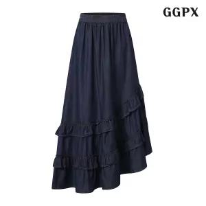 GGPX 데님 캉캉 언발 롱 스커트 GPCWH008D LE1220110698
