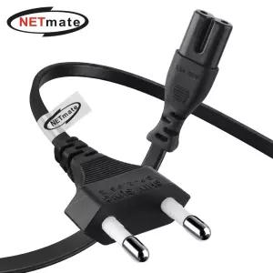 강원전자 넷메이트 2구 8자 AC 파워코드 전원케이블 0.6m, 일자형 블랙 NMP-KPC806B