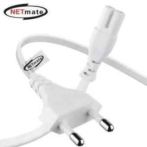 강원전자 넷메이트 2구 8자 AC 파워코드 전원케이블 0.6m, 일자형 화이트 NMP-KPC806W