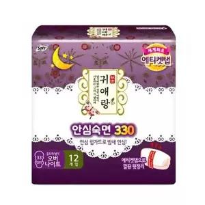 [엄지척]귀애랑 454LTH37 안심숙 면 330 오버나이트 생리대 12입x4개