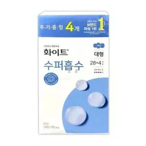 [엄지척]화이트 214OVJ86 생리대 이중 샘방지 날개형 슬림 대형 32개입