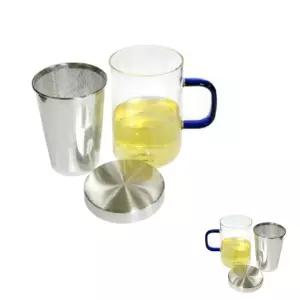 파인테라 뚜껑 차거름망컵 머그컵 티망 필터컵 홍차 티 커피잔 사마 잔 차망 찻잔 500ml 녹차 물컵