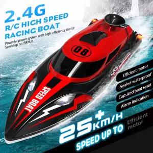 수집품 RC HJ808 배터리 보트 2.4Ghz 25km/h 고속 무선 조종 레이싱 선박 수상 스피드 어린이 모델 장난감