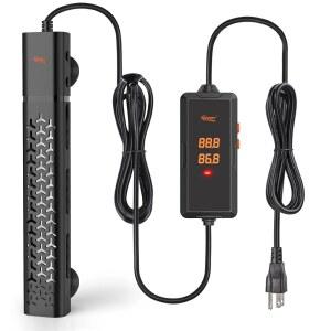 hygger 200w 수족관 히터, 지능형 온도 제어 및 남은 물은 자동으로 가열을 중지하는 잠수형 어항 20-40갤런 탱크용