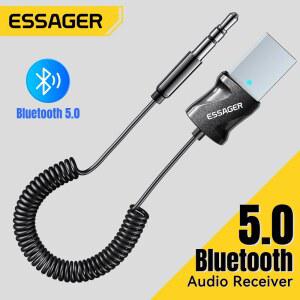 Essager Bluetooth 5.0 오디오 수신기 USB 3.5mm 잭 Aux 오디오 스테레오 어댑터 자동차 오디오 음악 스피커 용 스테레오 수신기