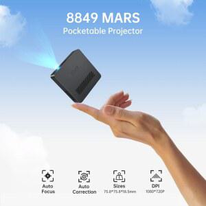 8849 MARS 미니 프로젝터 휴대용 DLP 프로젝터 포켓 사이즈 자동 초점 및 키 기능으로 노트북 PC 스마트폰과 호환 가능