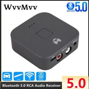 Bluetooth 5.0 RCA 오디오 수신기 AptX Le 3.5mm AUX 잭 음악 무선 Bluetooth 어댑터 자동차 TV 컴퓨터 스피커 용 NFC 포함