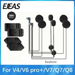 EJEAS V4PLUS /V6 PRO + Type-C 플러그 용 기존 이어폰 스피커 마이크가있는 바이크 오토바이 헬멧 헤드셋
