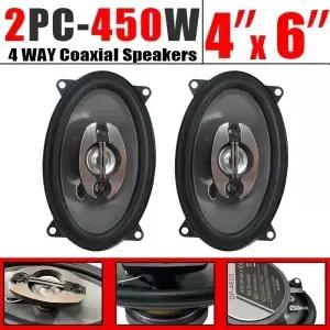 1쌍 450W 4x6인치 4웨이 차량용 HIFI 동축 스피커 자동차 도어 오디오 음악 스테레오 트위터 미드우퍼