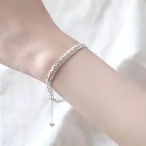 92.5 Silver 스퀘어 여성 레이어드 기본 팔찌 은 하트 볼 실버 여름 뱀줄 체인 6줄 볼 얇은
